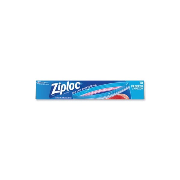 ZIPPER FREEZER BAGS, 2 GAL, 13in X 15in, CLEAR, 10PK